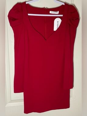 Amanda Uprichard Cinderella Dress Red Puff Sleeve Mini Revolve Wedding Guest